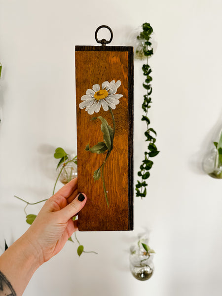 Vintage Wooden Hand Painted Flowers