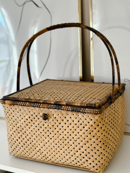 Vintage Rattan Picnic Basket