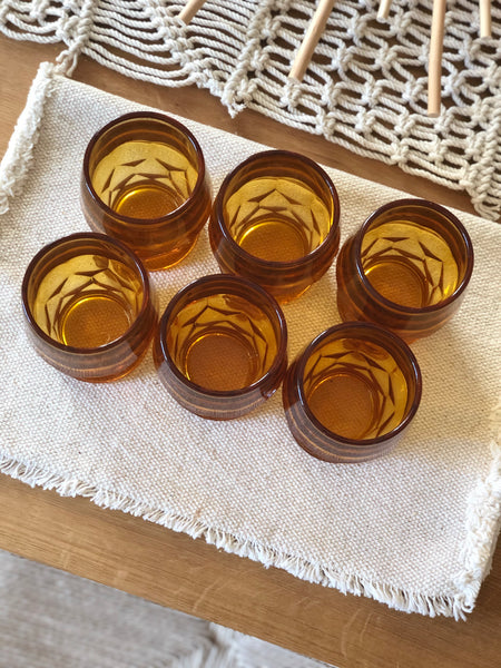 Vintage Amber Juice Glasses - Set of 6