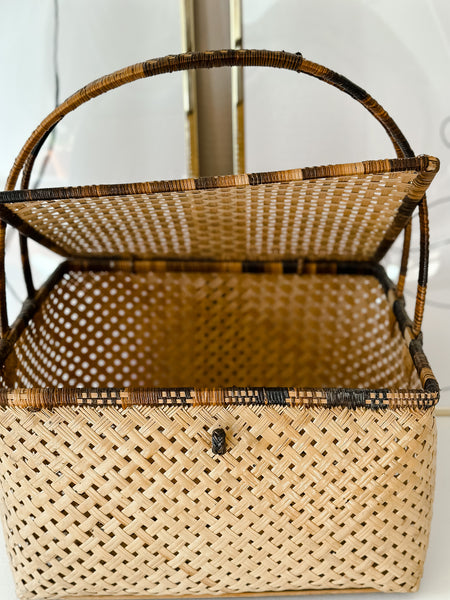 Vintage Rattan Picnic Basket