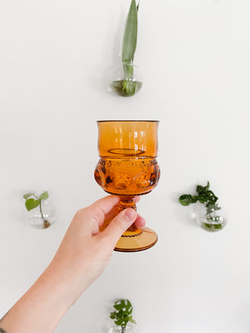 Vintage Amber Goblets - set of 6